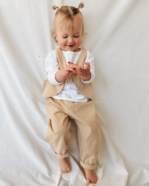 butter gingham play pants
