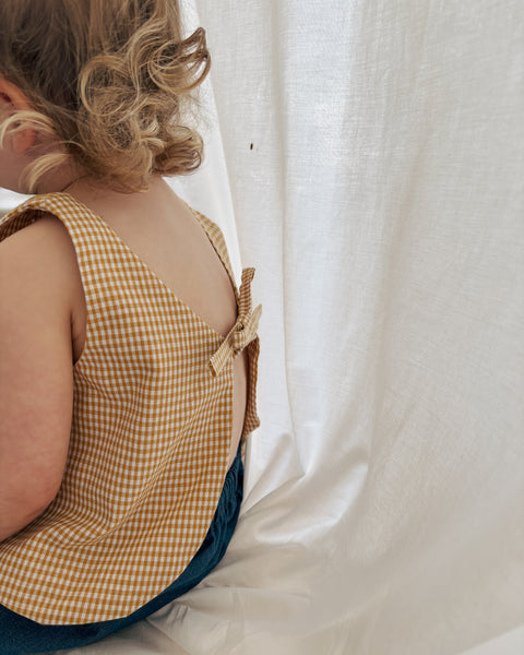 butter gingham gilet/top