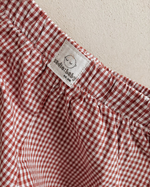 rust gingham shorts