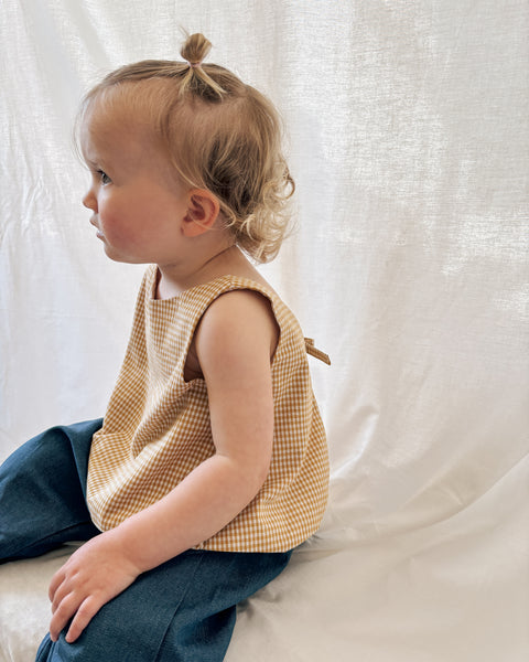 butter gingham gilet/top