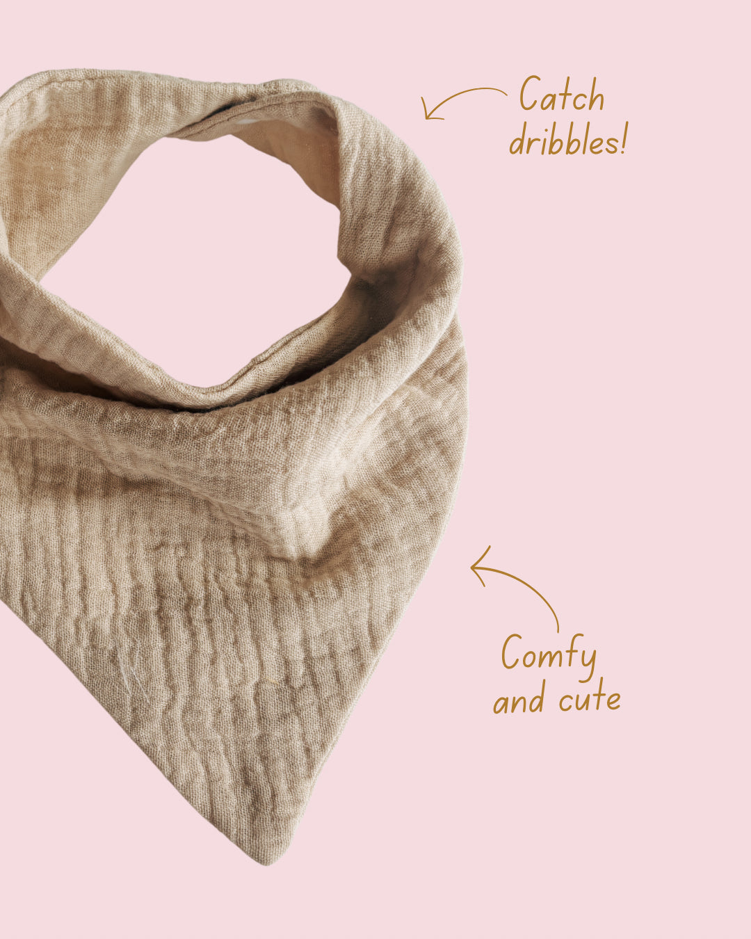 beige muslin bandana bib