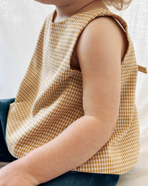 butter gingham gilet/top