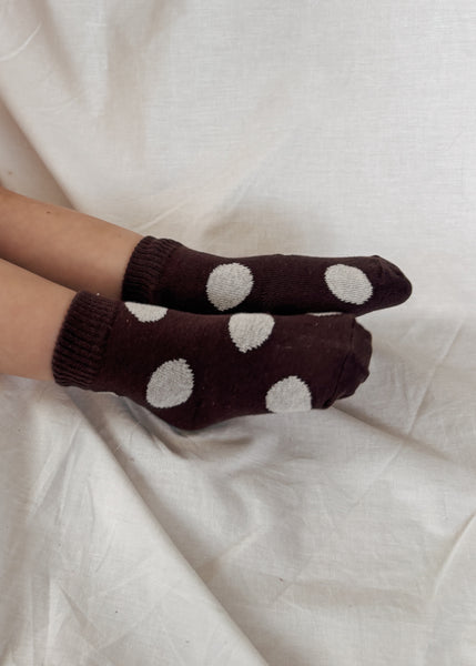 chocolate polka dot socks