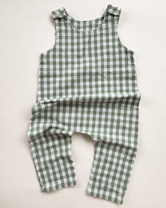 S:S sage gingham dungarees (12-18 months)