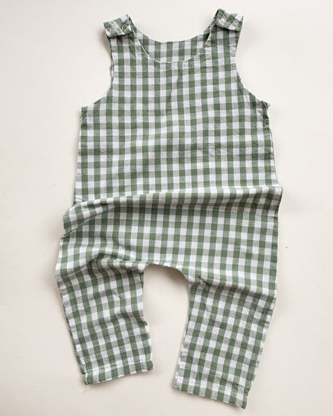 S:S sage gingham dungarees (12-18 months)