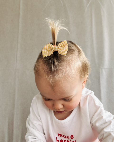 mustard gingham bows x 2