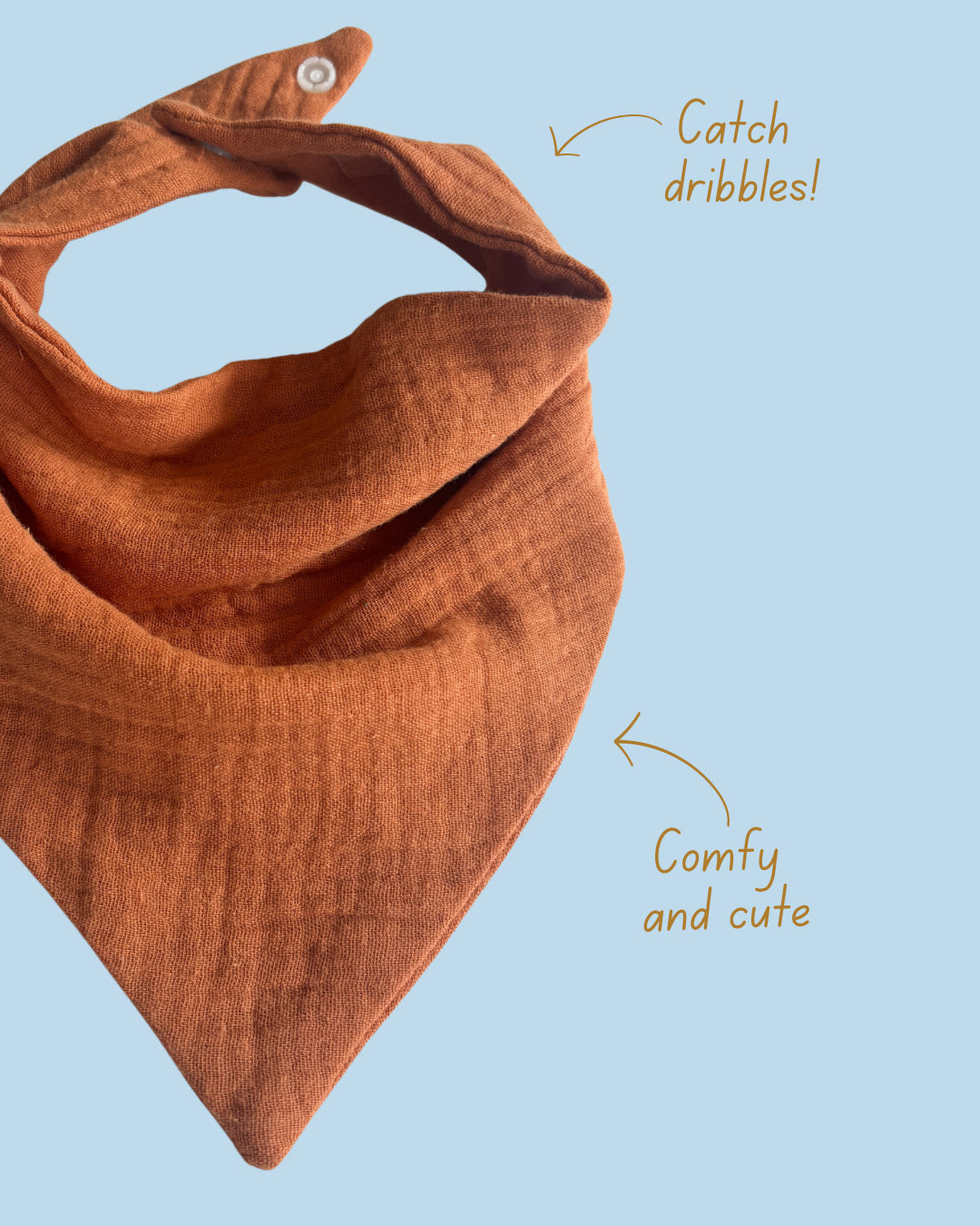 rust muslin bandana bib