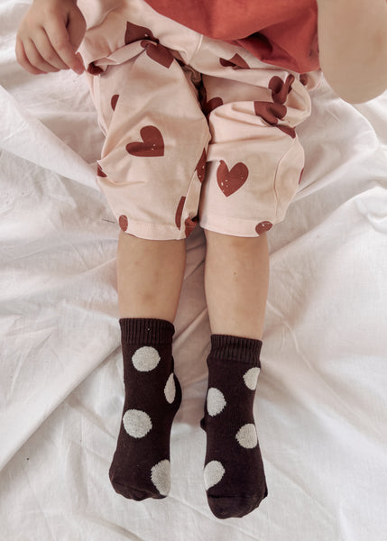 chocolate polka dot socks