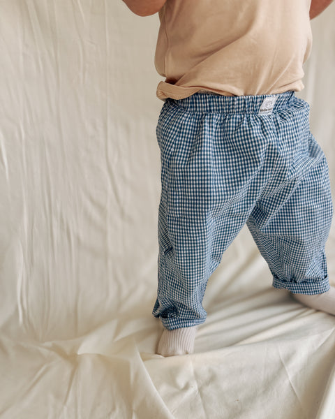 cornflower gingham play pants