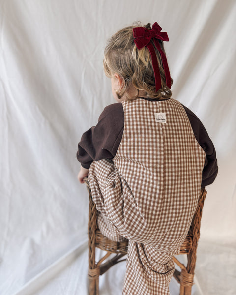 biscuit check dungarees