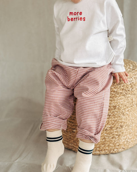 rust gingham play pants