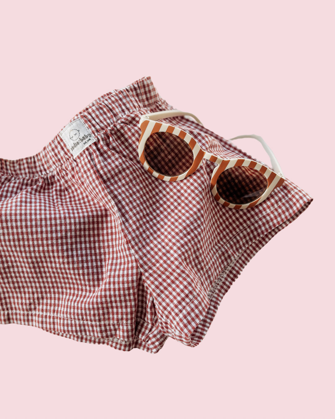 rust gingham shorts