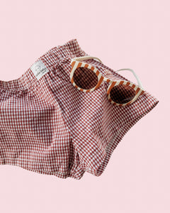 rust gingham shorts