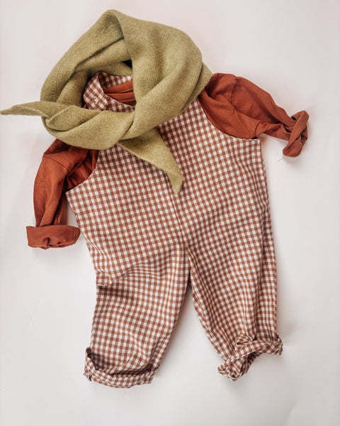 biscuit check dungarees