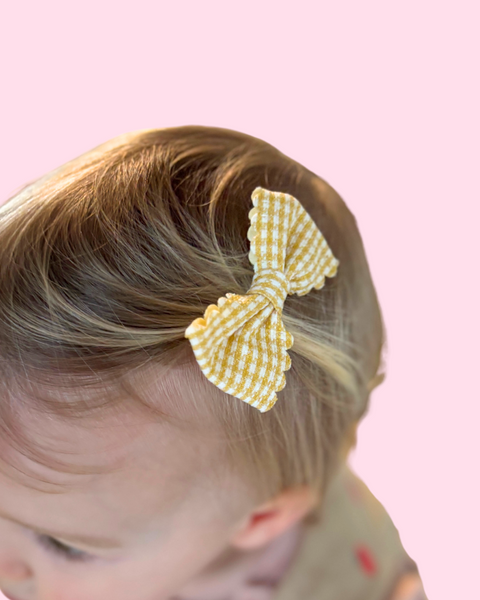 mustard gingham bows x 2