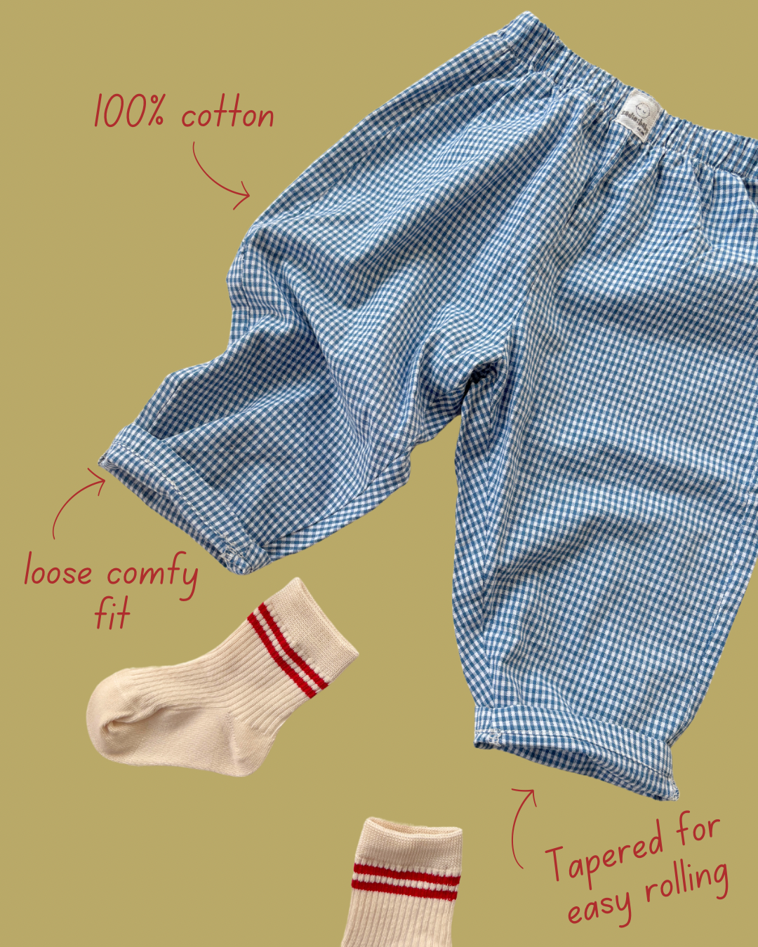 cornflower gingham play pants