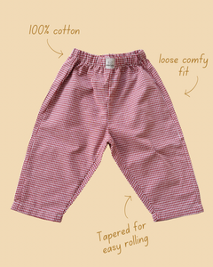 rust gingham play pants