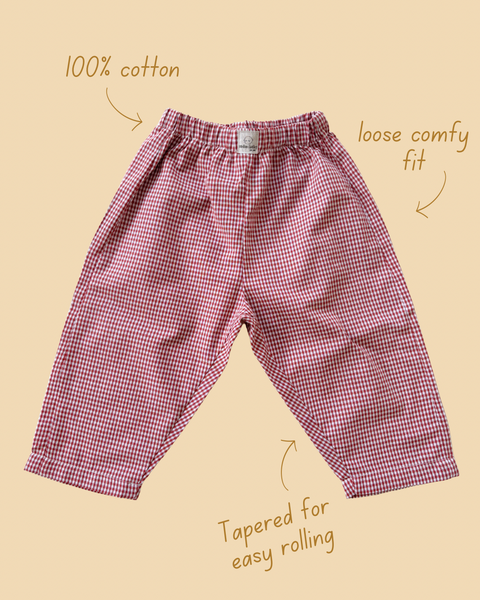 rust gingham play pants