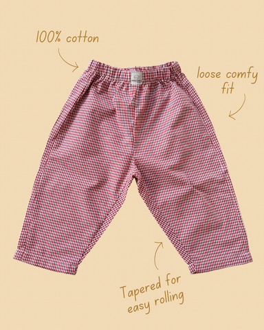 rust gingham play pants