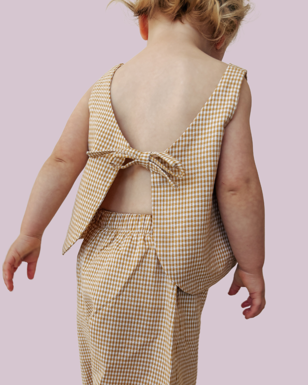 butter gingham gilet/top