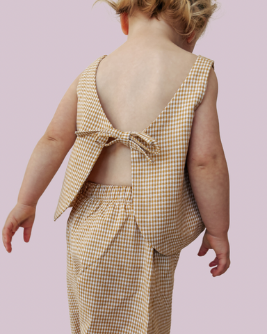 butter gingham gilet/top